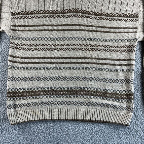 Vintage Croft & Barrow Sweater Mens Medium Beige Striped USA‎ Grandpa Grunge 90s - Picture 5 of 15